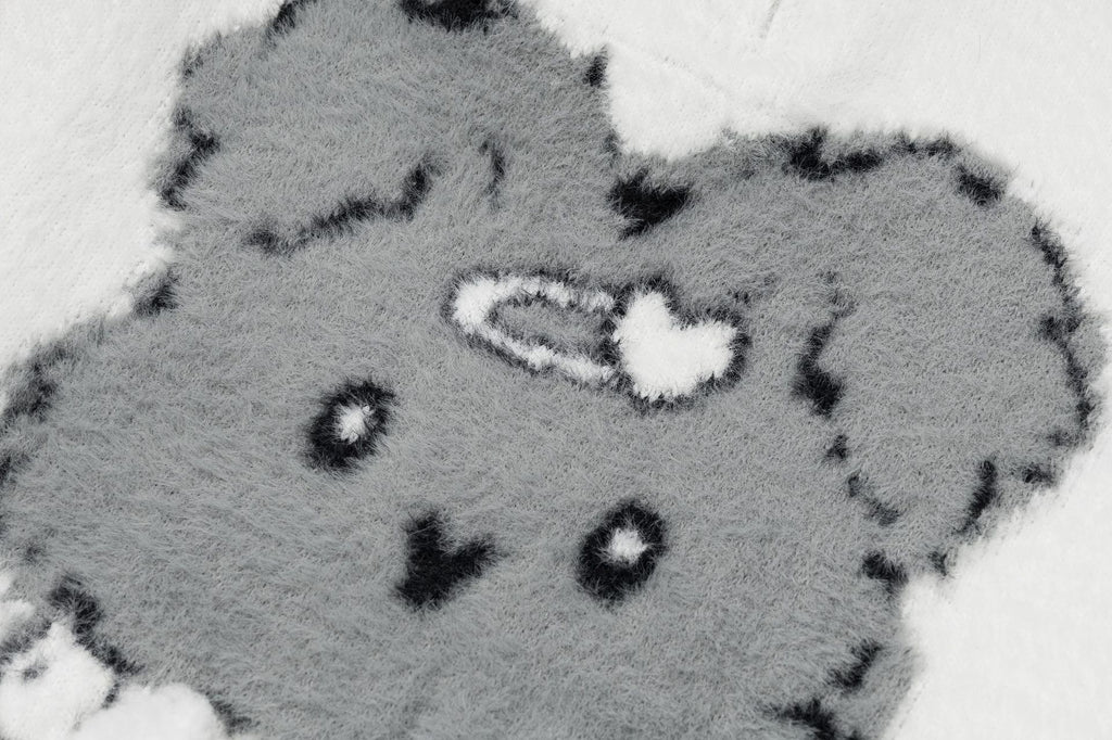 Sweet Bear Knit Sweater featuring a soft gray bear design for cozy and stylish wear