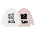 Sweet Bear Knit Sweater featuring adorable bear designs in white and pink color options