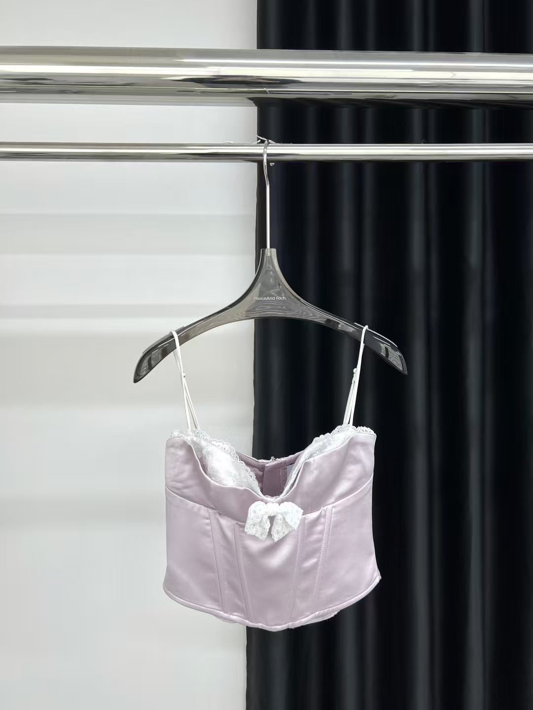 Sweet Desire Pink Bow Camisole with delicate lace trim and adjustable straps for a stylish look