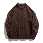 Brown Textured Cable Knit Sweater with a cozy design for a stylish winter look