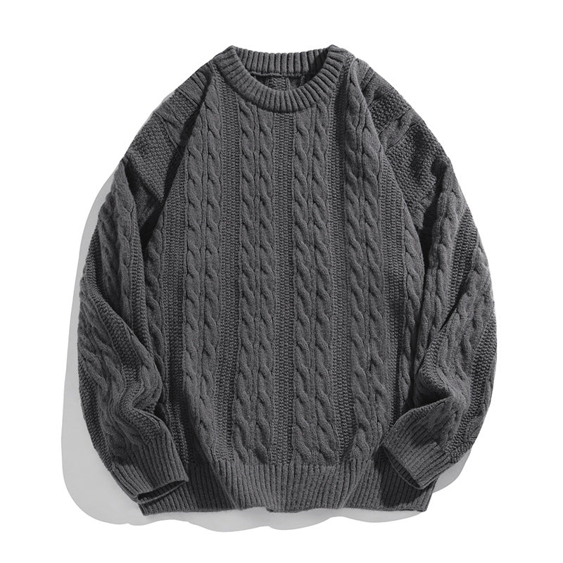 Dark gray Textured Cable Knit Sweater featuring a cozy ribbed design for warm winter style