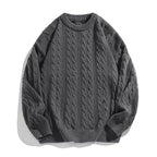 Dark gray Textured Cable Knit Sweater featuring a cozy ribbed design for warm winter style