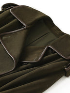 The Margaux Trench Coat in olive green with stylish collar and button details
