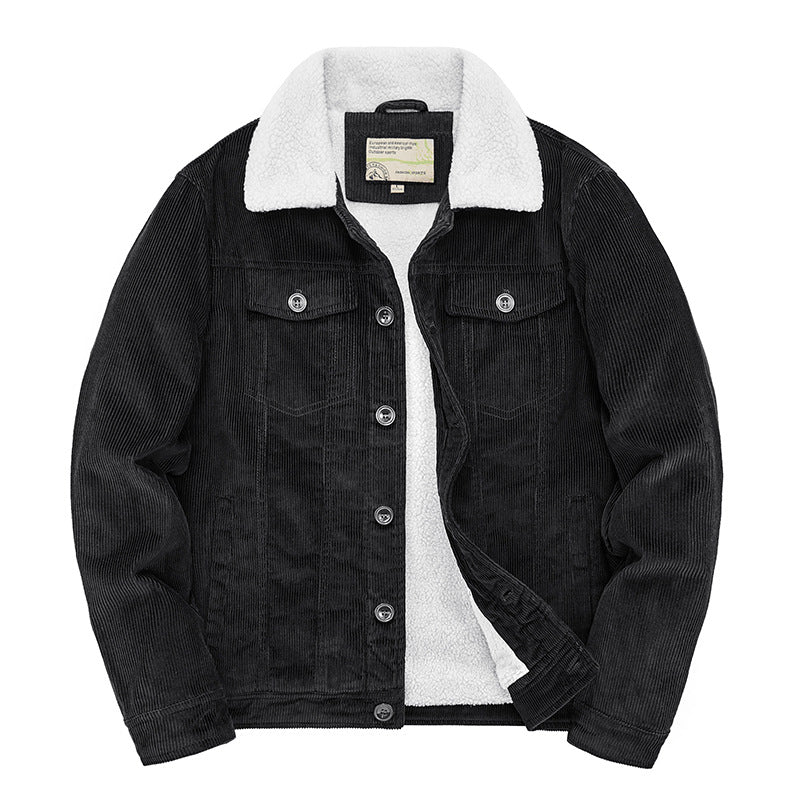 Stylish AM Vision RO Thick Ribbed Velvet Jacket with Warm Lining for Comfort and Trendy Look