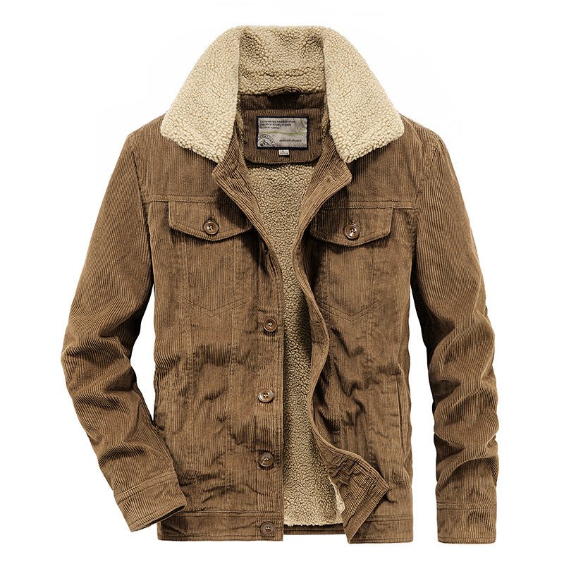 AM Vision RO Thick Ribbed Velvet Jacket with Warm Lining for Cold Weather Comfort