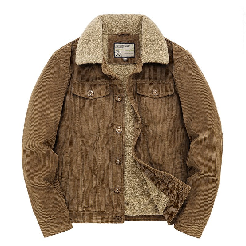 AM Vision RO Thick Ribbed Velvet Jacket with Warm Lining for stylish comfort in cold weather