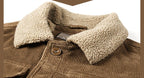 Thick Ribbed Velvet Jacket with Warm Lining featuring a cozy collar and button closure