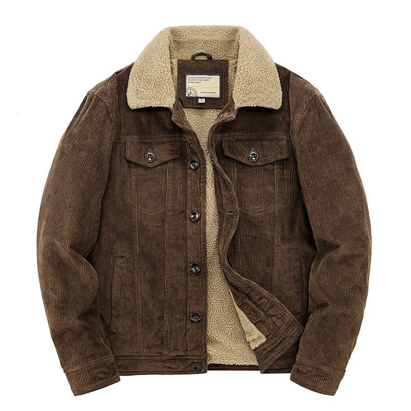 AM Vision RO Thick Ribbed Velvet Jacket with Warm Lining for stylish winter comfort