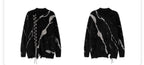 Oversized Sweater With Dark Street Design And Distressed Details featuring a unique black and white pattern