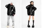 Oversized Sweater With Dark Street Design And Distressed Details for trendy urban fashion