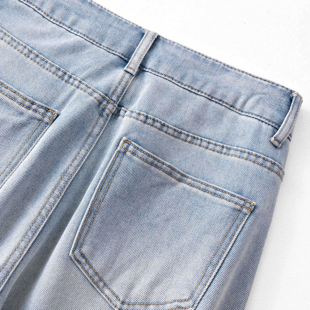 Close-up of Twin Blossom Wide Leg Jeans showing back pocket and waistband details
