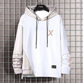 Stylish two-tone hoodie featuring a gray and white design with adjustable drawstrings