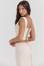 Elegant Two-Piece Skirt and Top Set featuring a lace-up back and a stylish design for a chic look