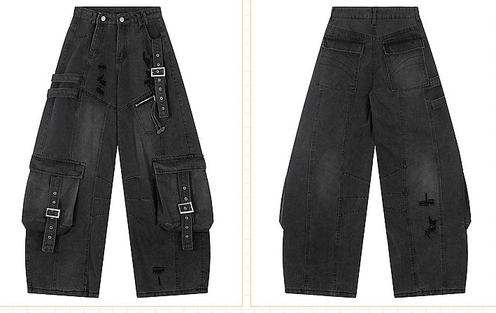 Urban Utility High Street Cargo Jeans in black with multiple pockets and unique design features