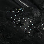 Valentina Crystal Lace V-Neck Jumpsuit featuring intricate lace and sparkling crystals for an elegant look
