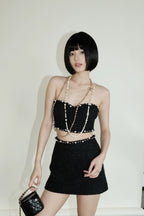 Valeria Tweed Set Jacket, Bra, Skirt in black featuring chic design and stylish details