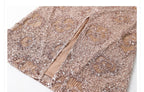 Camel midi skirt with geometric sequins featuring detailed beadwork and a chic design