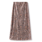 Camel midi skirt with geometric sequins featuring a stunning metallic design and elegant silhouette