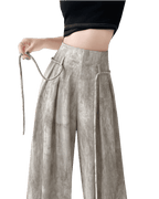 Fashionable Casual Wide-Leg Pants with stylish drawstring detail for a comfortable fit