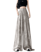 Stylish Casual Wide-Leg Pants in Light Gray with Pleated Design for a Trendy Look