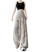 AM Vision RO Casual Wide-Leg Pants in light grey with a relaxed fit and side pockets