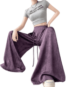 Casual Wide-Leg Pants in Purple with a Drawstring Waist for a Relaxed Style