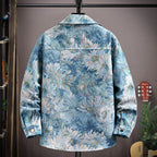 AM Vision RO Osaka Breeze Floral Shirt Jacket with a vibrant floral pattern in blue tones