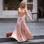 Elegant Pink Silk Blossom Dress with flowing silhouette, perfect for special occasions and summer events