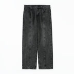 Pantaloni drepți vintage prespălați negri din denim de la AM Vision RO cu talie medie și croială lejeră