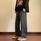 Casual outfit featuring Vintage Prewashed Straight Pants styled with a graphic shirt and sneakers