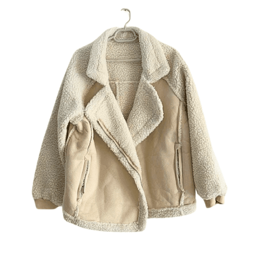 Warm Beige Jacket Urban Style with oversized fit and cozy, soft texture for stylish layering