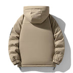 Back view of a beige AM Vision RO Warm Jacket with Multiple Pockets designed for cold weather