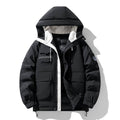 Black AM Vision RO Warm Jacket with Multiple Pockets and Stylish Hood for Cold Weather