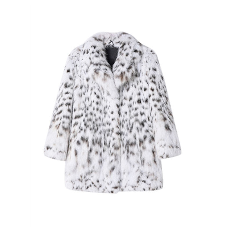 AM Vision RO White Luxe Lynx Coat with Soft Faux Fur and Stylish Design for Winter Fashion