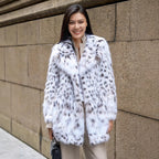 Stylish White Luxe Lynx Coat with a Soft Faux Fur Texture for Elegant Outfits