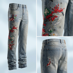 Wildflight Embroidered Jeans featuring intricate floral and bird designs on stylish denim