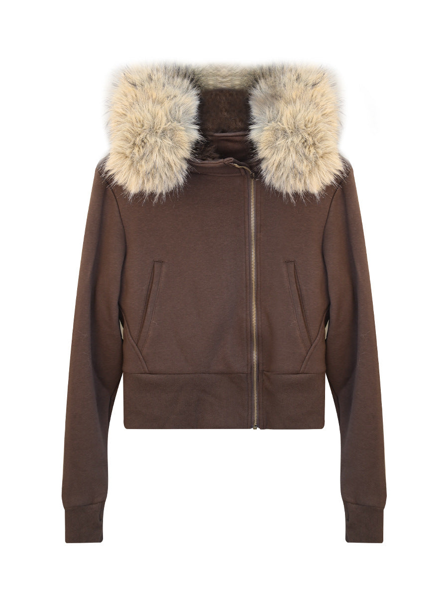 AM Vision RO Winter Cinched Quilted Hoodie Jacket with Faux Fur Hood for Warmth and Style
