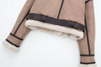 Women Retro Motorcycle Style Short Fur Jacket with Soft Lining and Stylish Design