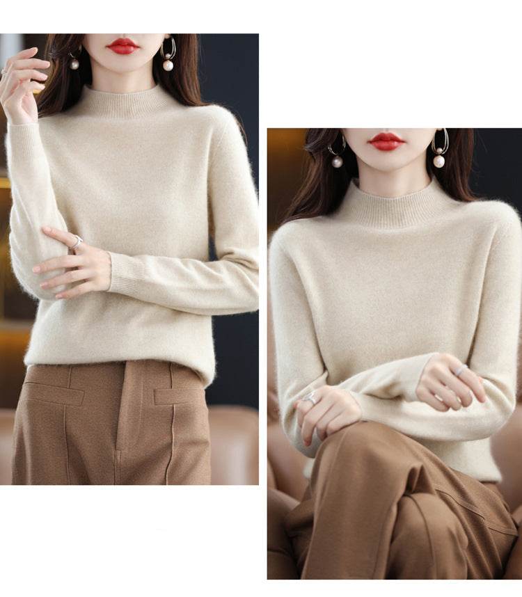 Beige AM Vision RO Wool Sweater in soft fabric with long sleeves and a relaxed fit