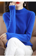 Classic Blue Wool Sweater featuring a comfortable fit and long sleeves for stylish warmth